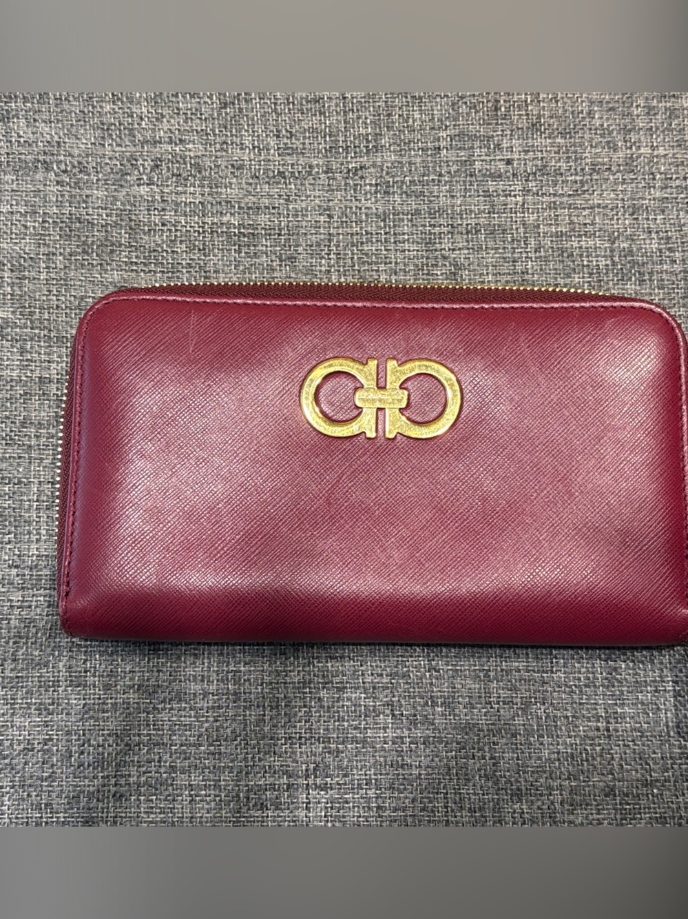 Salvatore Ferragamo Wine Red Zip Wallet
